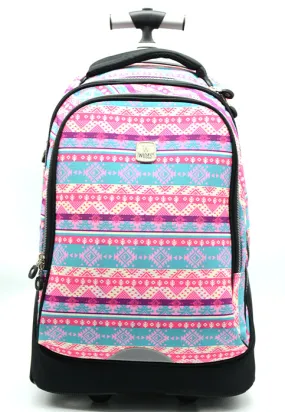 حقيبة مدرسية عجلات تروليWIRES BIG WHEEL PRINTED TROLLEY BAG BLACK PINK PRINT