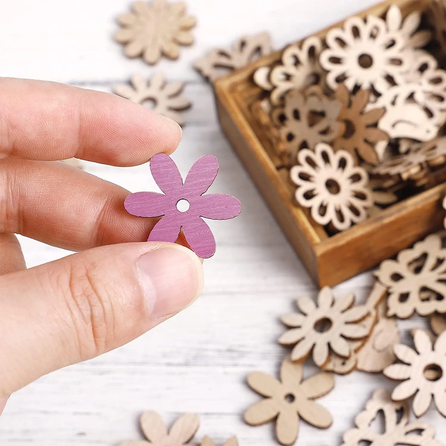 100Pcs Wood Crafts Flowers for Wooden Slices Embellishments Butterflies Butterfly Tiny Bird