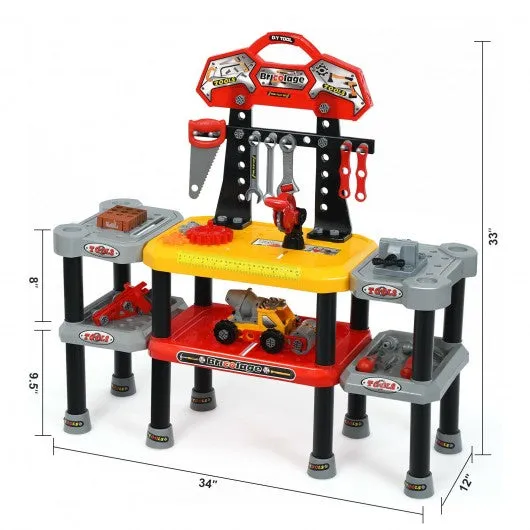 121 Pcs Kids Pretend Workbench Construction Workshop Tool Play Set