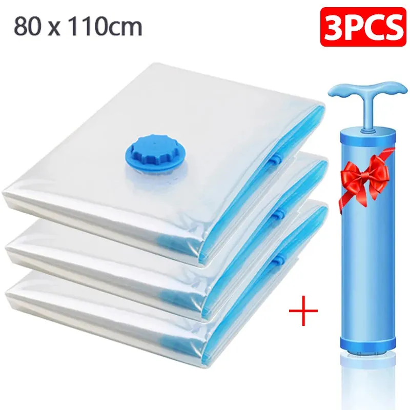 1/5/10pc Vacuum Storage Bags,for Bedding,Pillows,Towel,Clothes Space Saver Travel Storage Bag,With Hand-Pump,Vacuum Bag Package