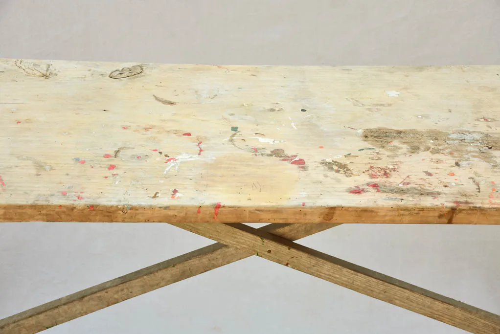 19th Century French washing table with cross-bracing 59" x  15¼"