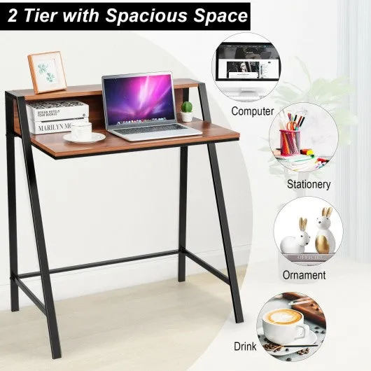 2 Tier Computer Desk PC Laptop Table Study Writing Home Office Workstation-WAL