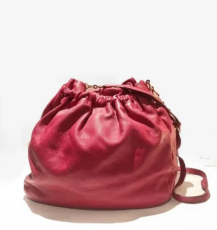 2000s miu miu STRAWBERRY PINK OVERSIZE SLOUGH LEATHER HOBO BAG