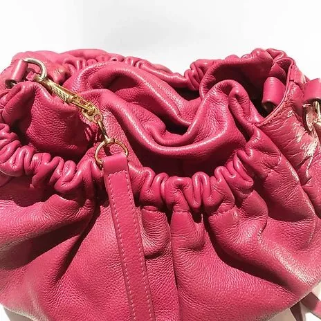 2000s miu miu STRAWBERRY PINK OVERSIZE SLOUGH LEATHER HOBO BAG