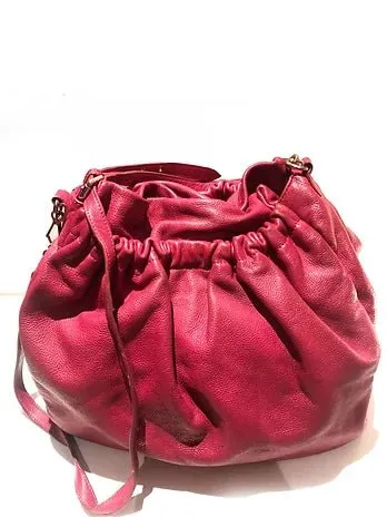 2000s miu miu STRAWBERRY PINK OVERSIZE SLOUGH LEATHER HOBO BAG