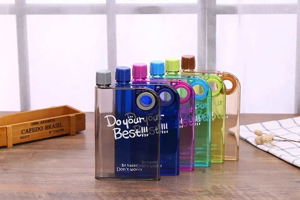 380ml Portable Flat Water Bottle with Plastic Ring Flat Water Bottle