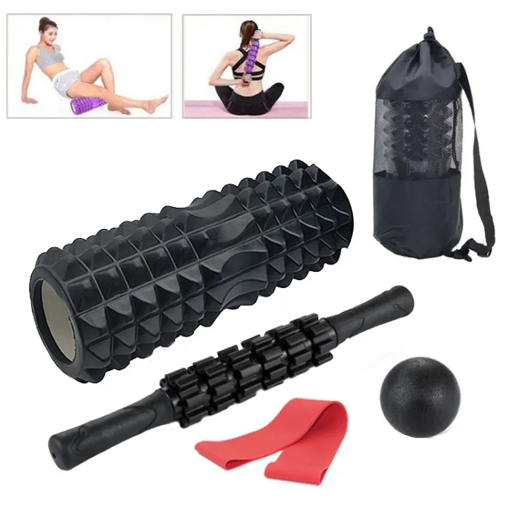 5pcs/set Crescent Hollow Foam Roller Yoga Column Set Fitness Muscle Relaxation Massager Set(33cm Orange)