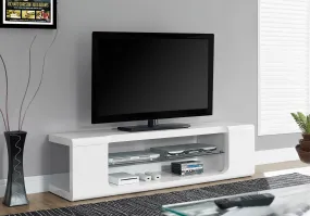 60"L High Glossy White With Tempered Glass Tv Stand