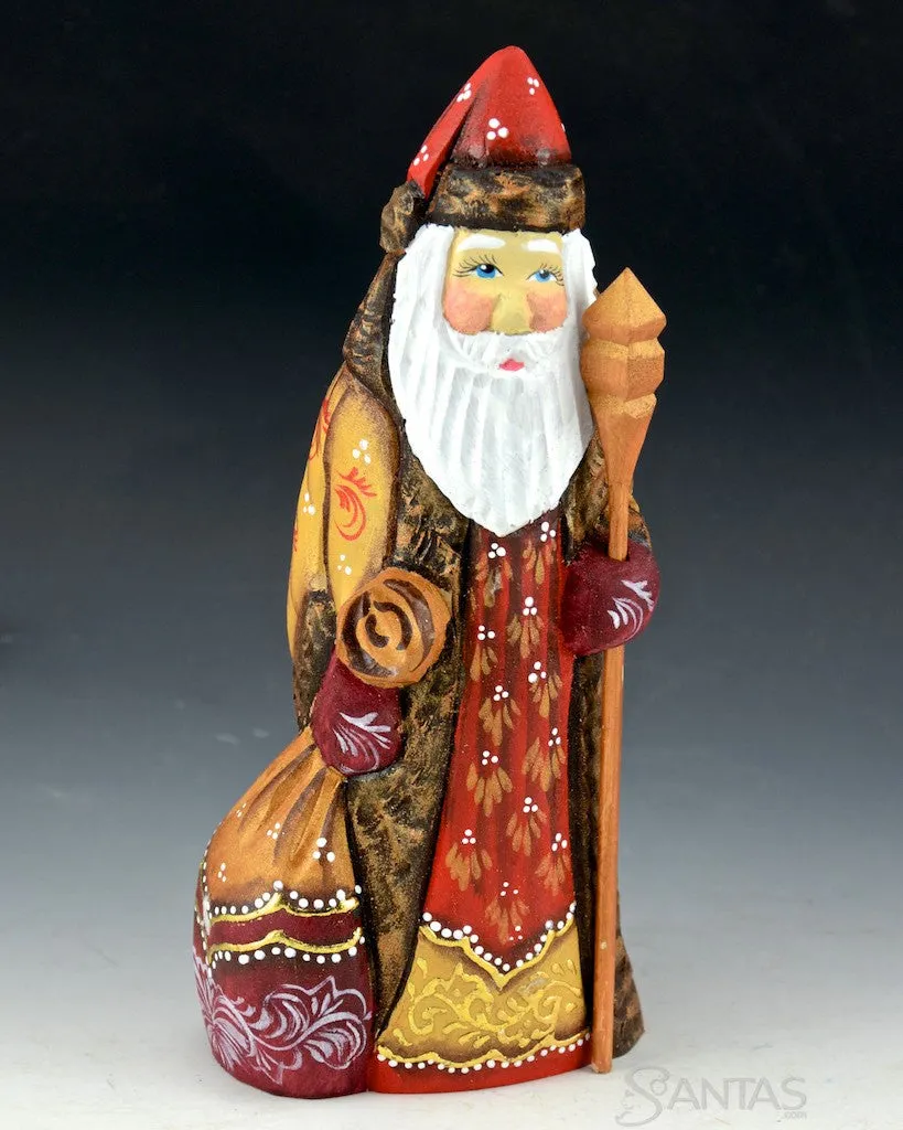 6.2 inch Gold Red and Brown Trim Russian Santa