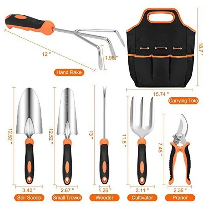 6Pcs Heavy Duty Stainless Steel Gardening Tool Set With Storage Bag Fh-02