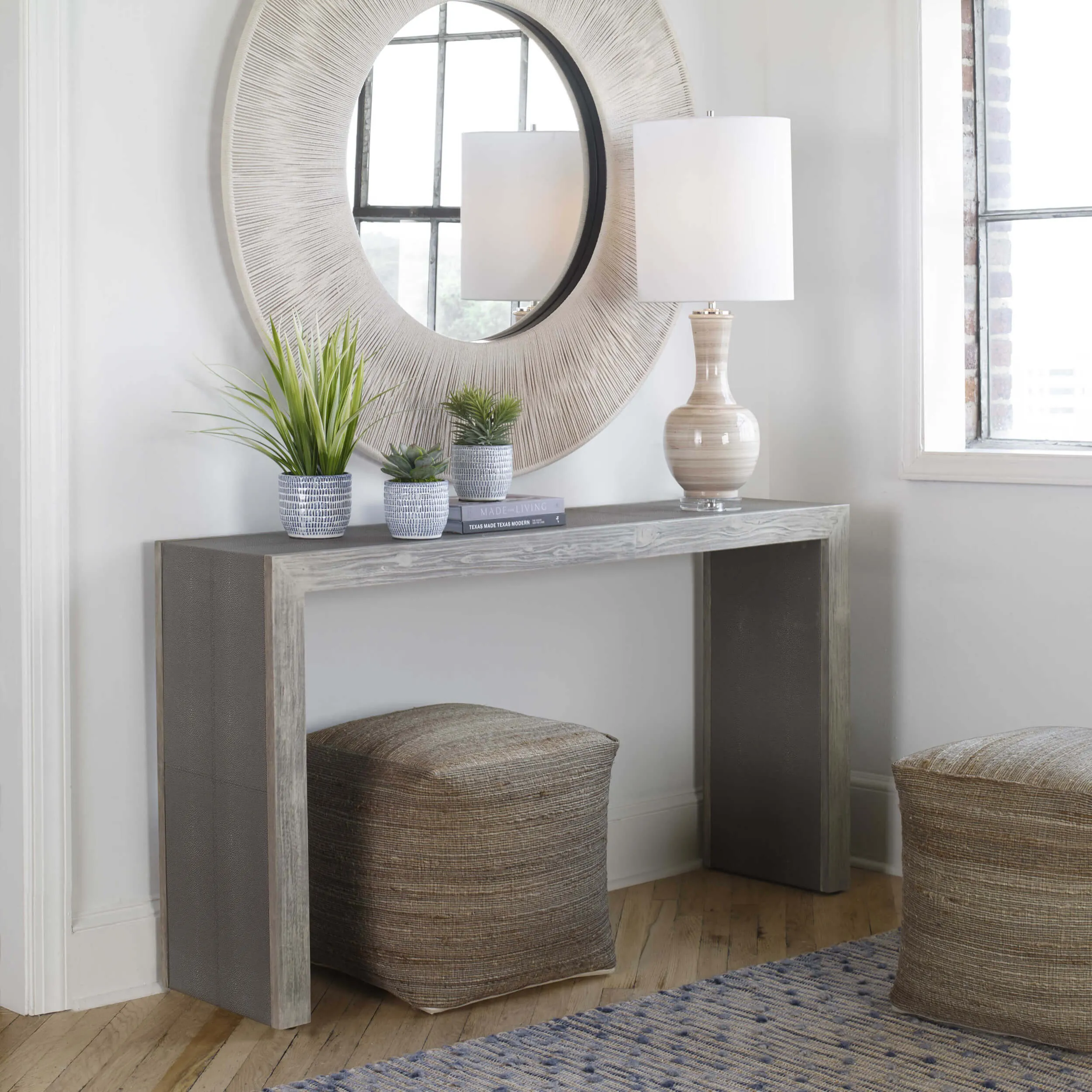 Aerina Console Table, Aged Gray