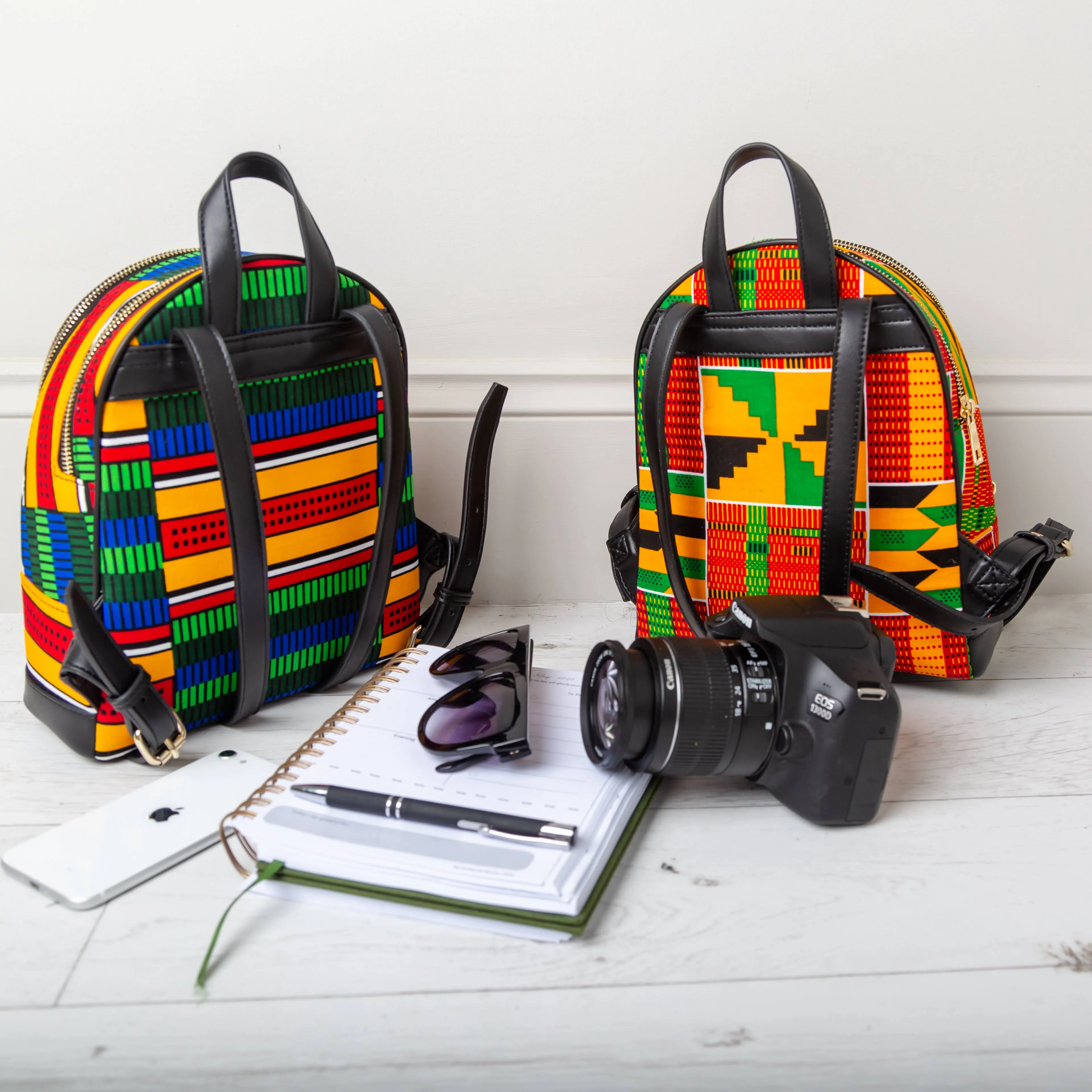 African Print Women Backpack - Stylish African Kente Backpack - KENYA