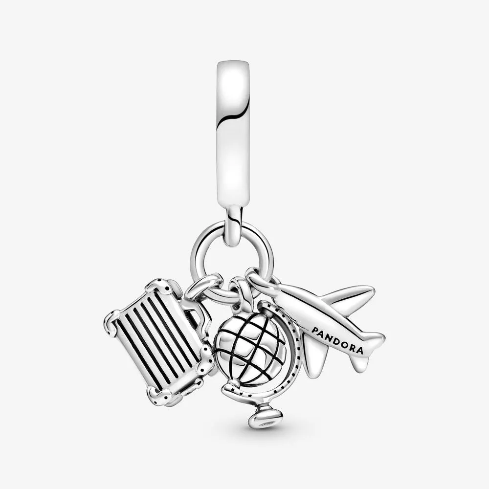 Airplane, Globe & Suitcase Dangle Charm