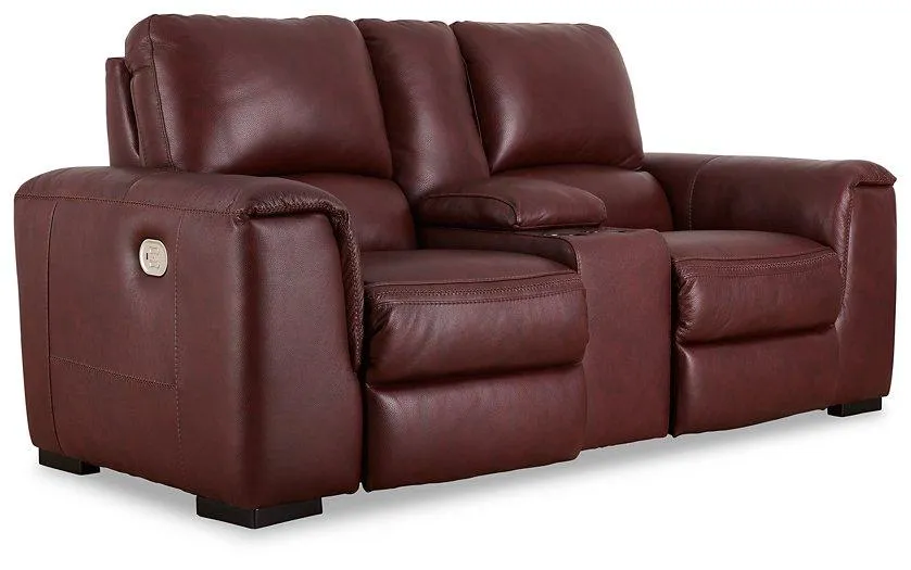 Alessandro Garnet Power Reclining Loveseat with Console