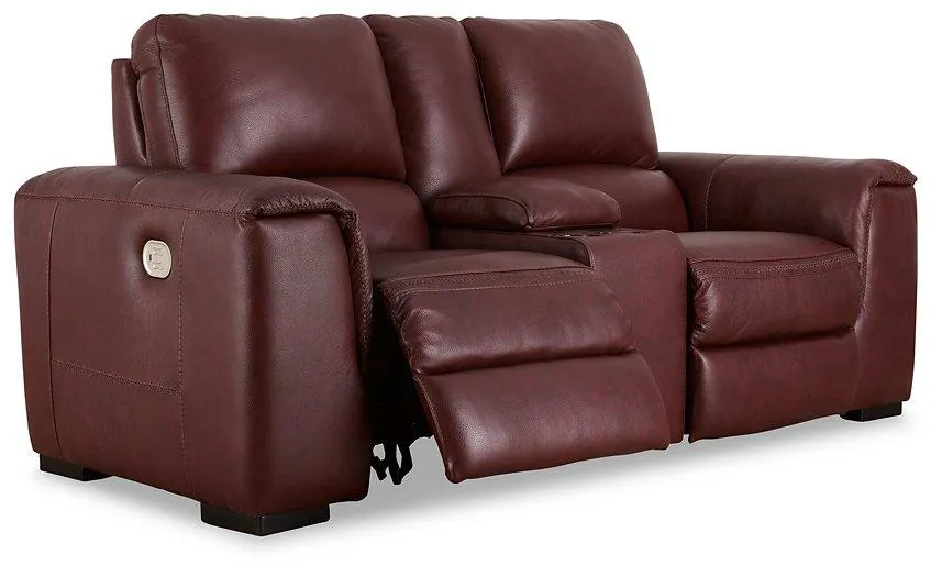 Alessandro Garnet Power Reclining Loveseat with Console