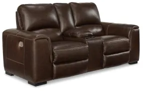 Alessandro Walnut Power Reclining Loveseat with Console