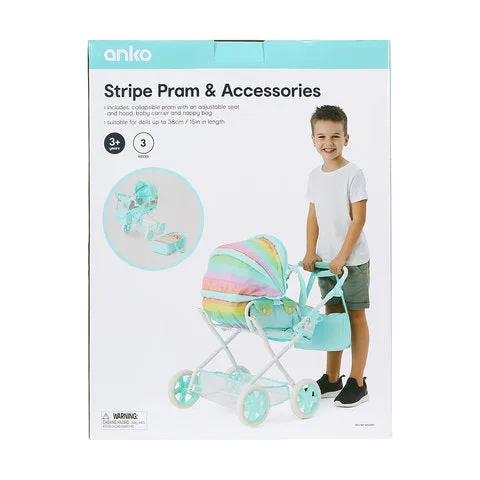 Anko Striped Pram and Bag Set / Age: 3  Years