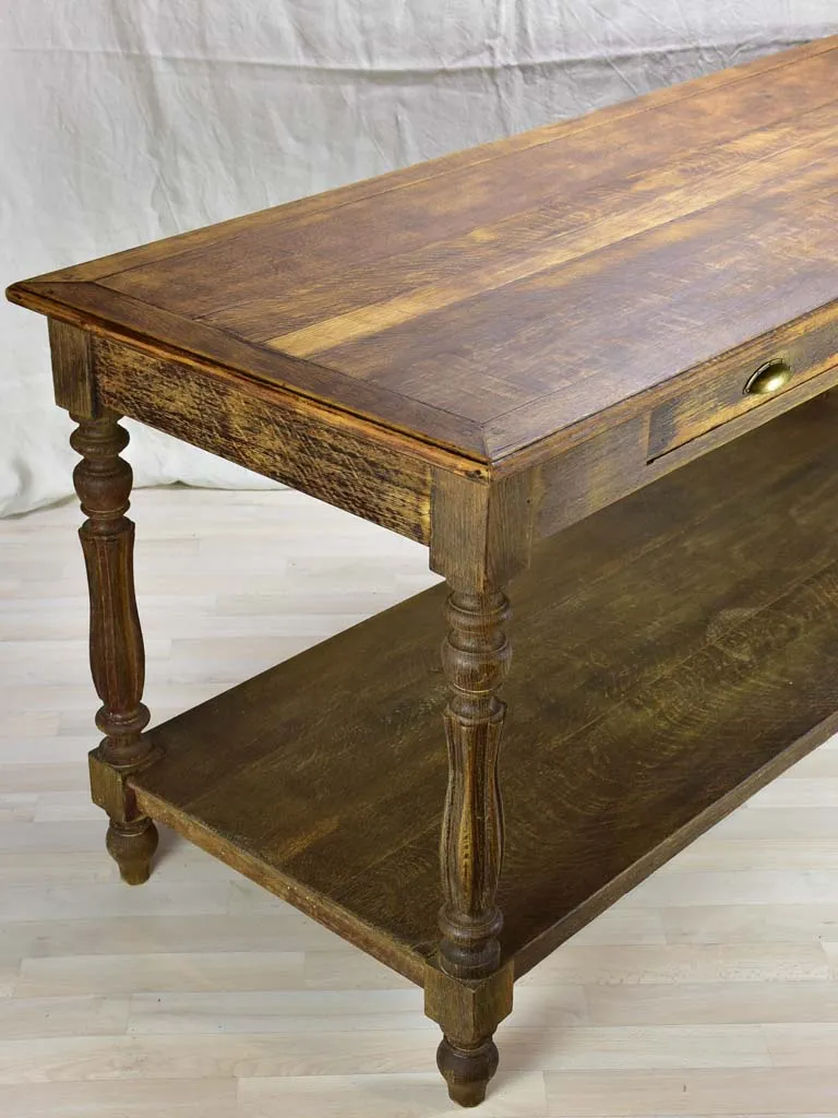 Antique French oak drapery table 70¾" x  27½"