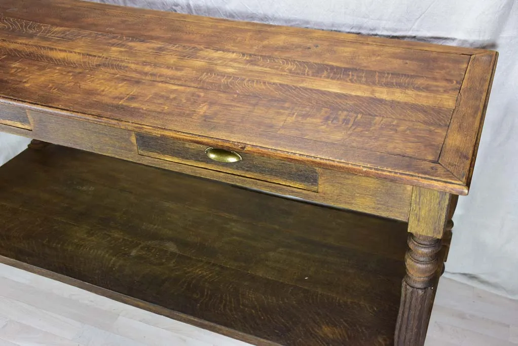 Antique French oak drapery table 70¾" x  27½"