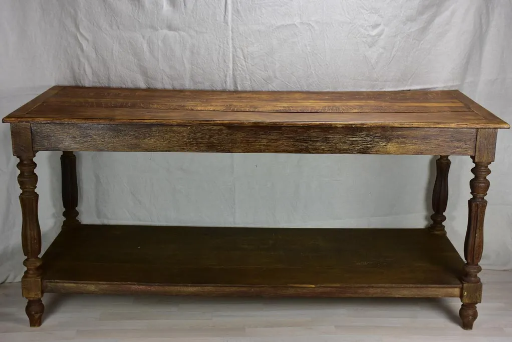 Antique French oak drapery table 70¾" x  27½"