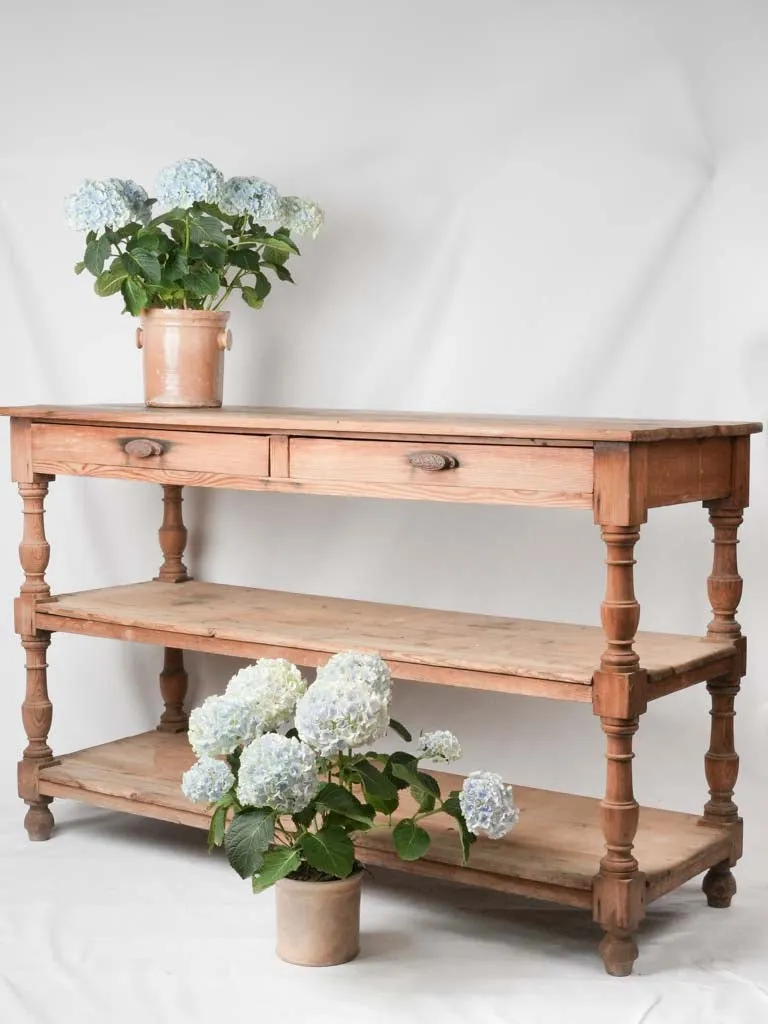 Antique Italian console table w/ 2 shelves 59¾" x 22¾"