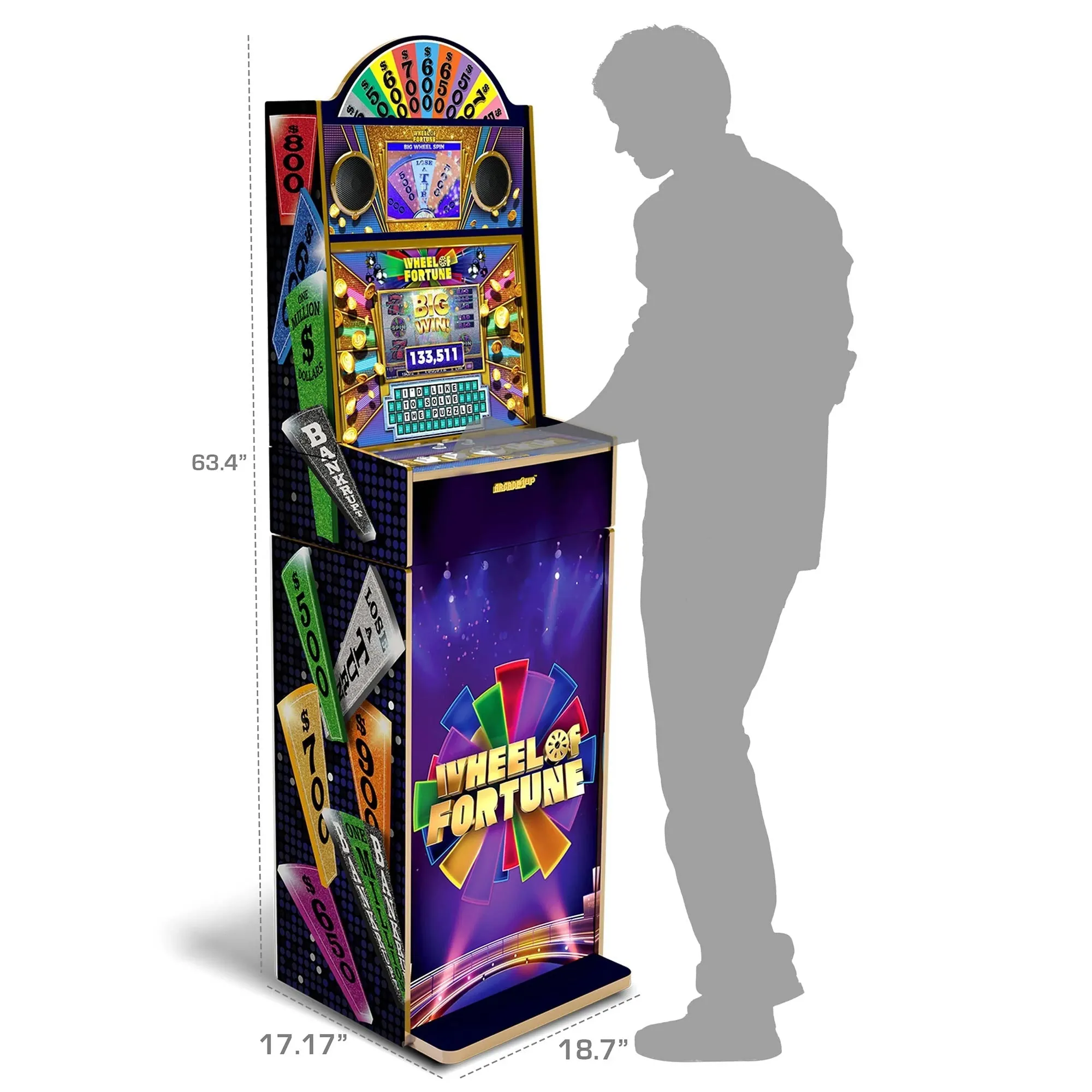 Arcade1Up Wheel of Fortune Video Arcade Games, 5 Foot Tall Stand Up Cabinet