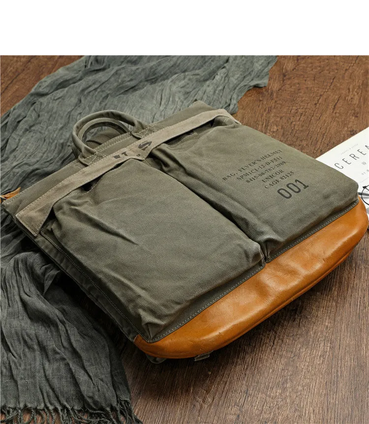 Army Green Canvas Mens Backpack Canvas Army Backpack Canvas Travel Backpack for Men