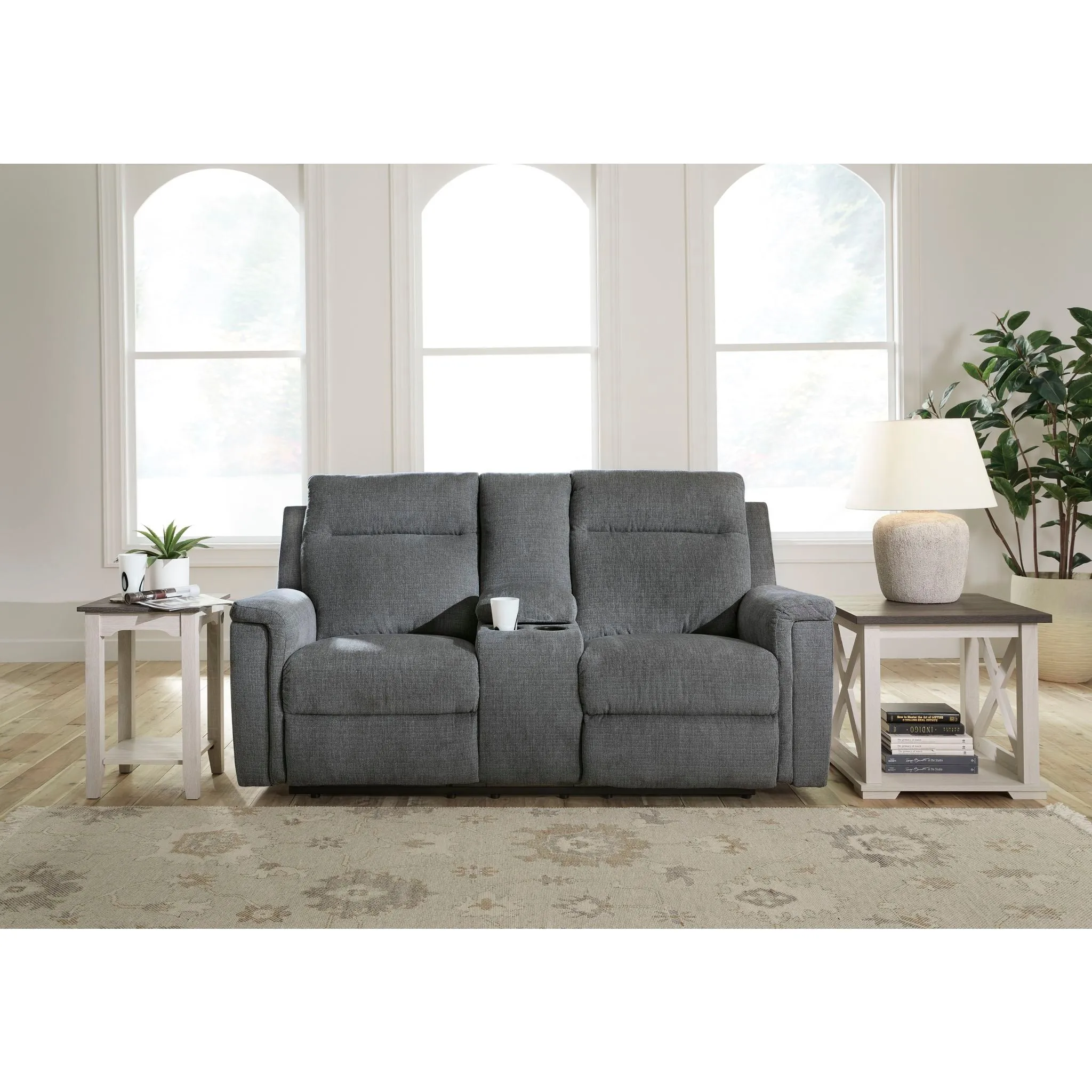 Barnsana Reclining Power Loveseat with Console