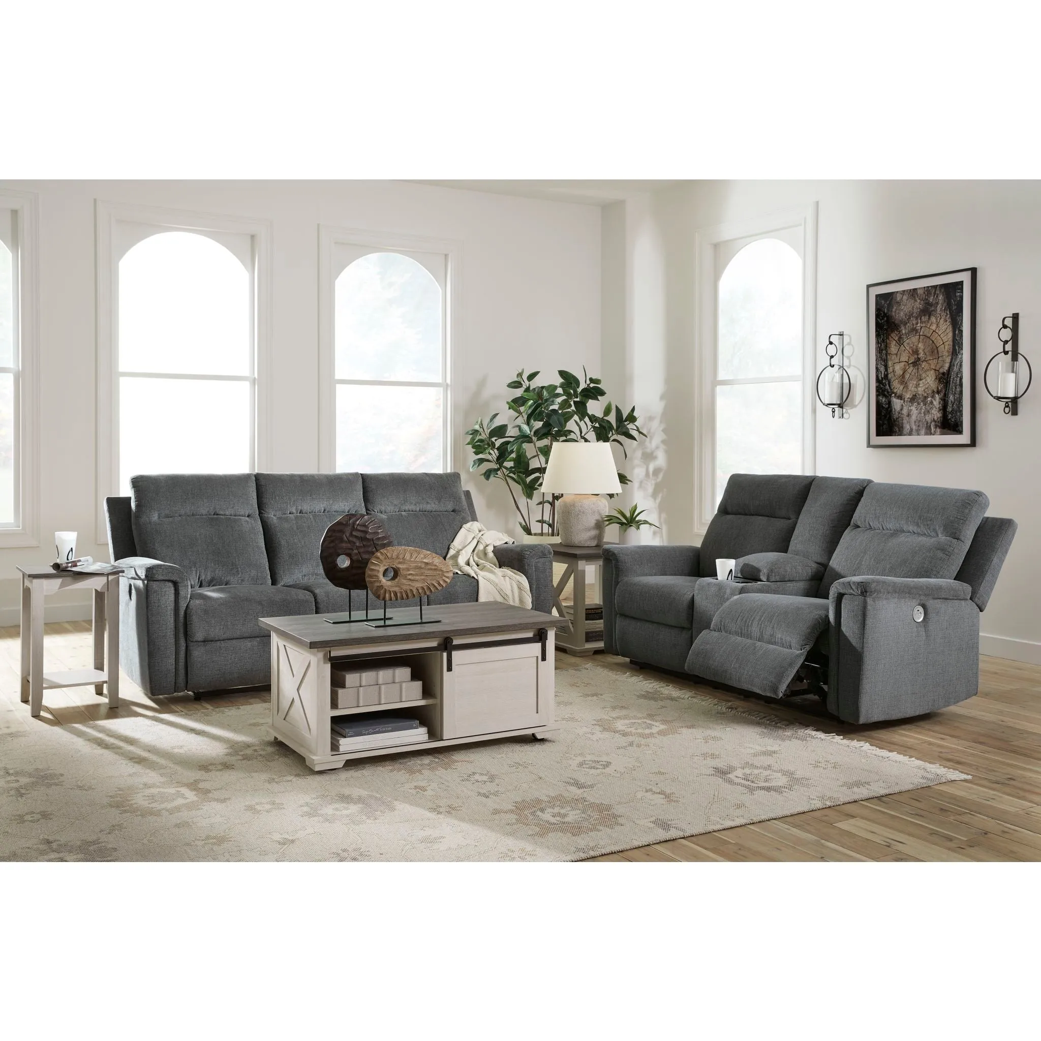 Barnsana Reclining Power Loveseat with Console