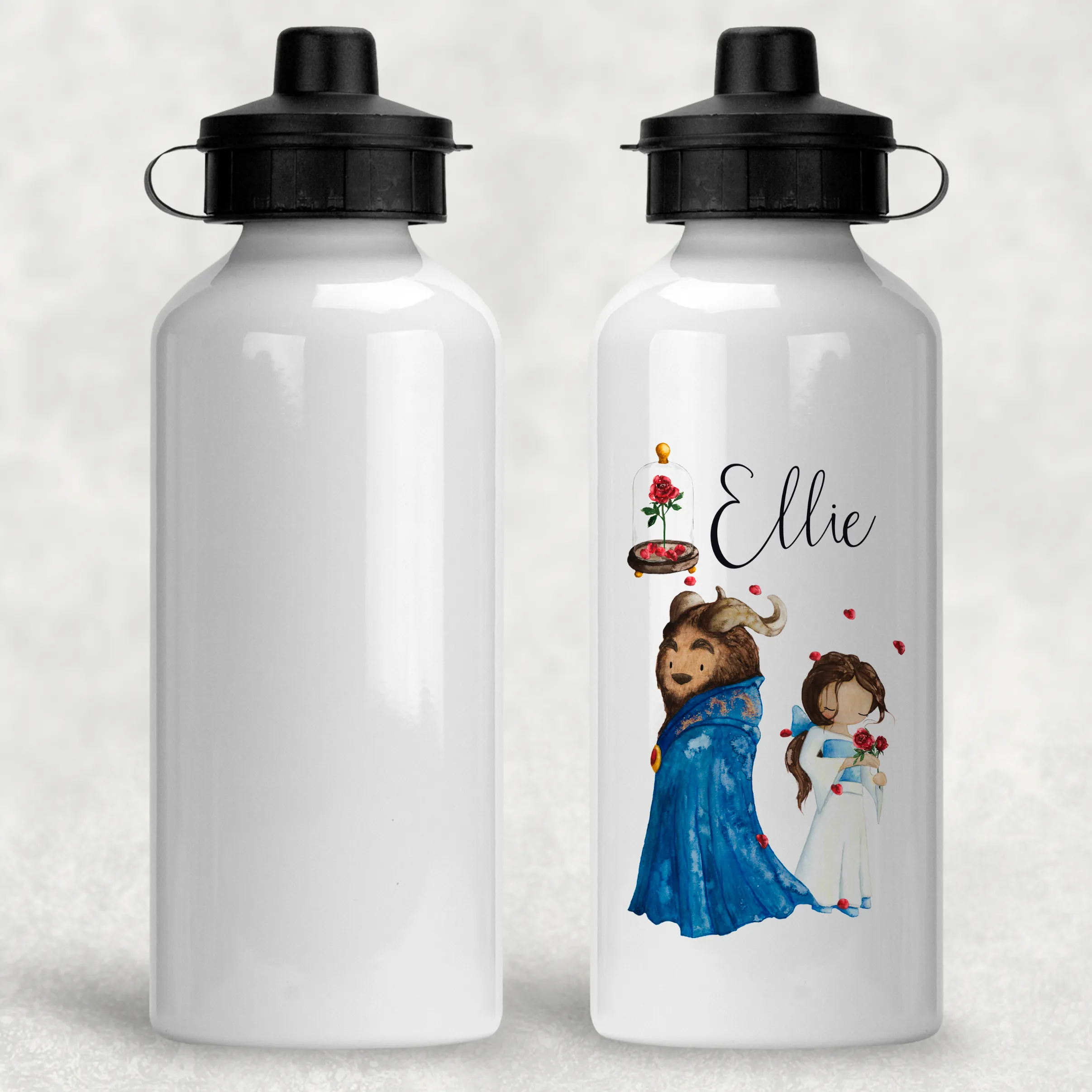 Beauty & The Beast Personalised Aluminium Water Bottle 400/600ml