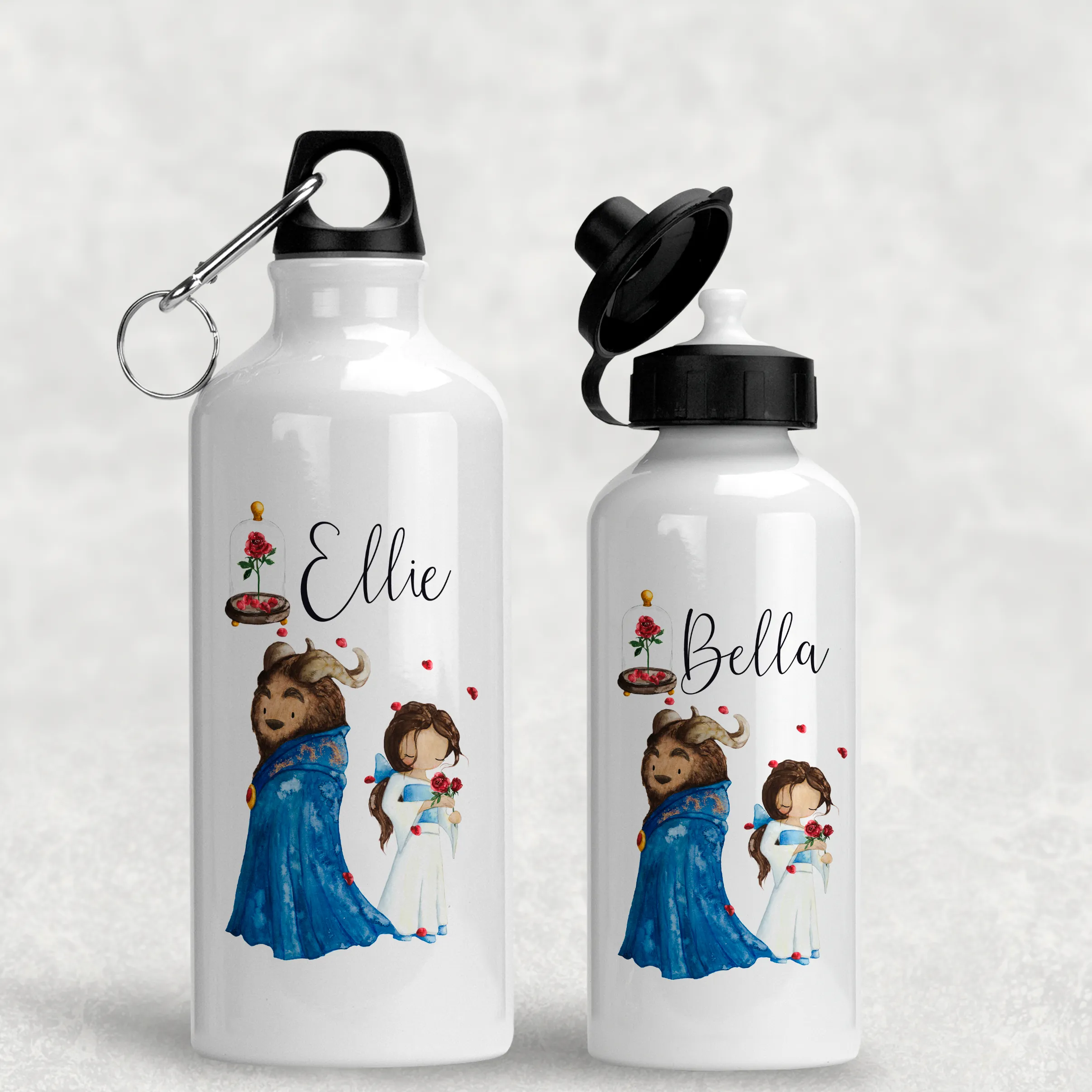 Beauty & The Beast Personalised Aluminium Water Bottle 400/600ml