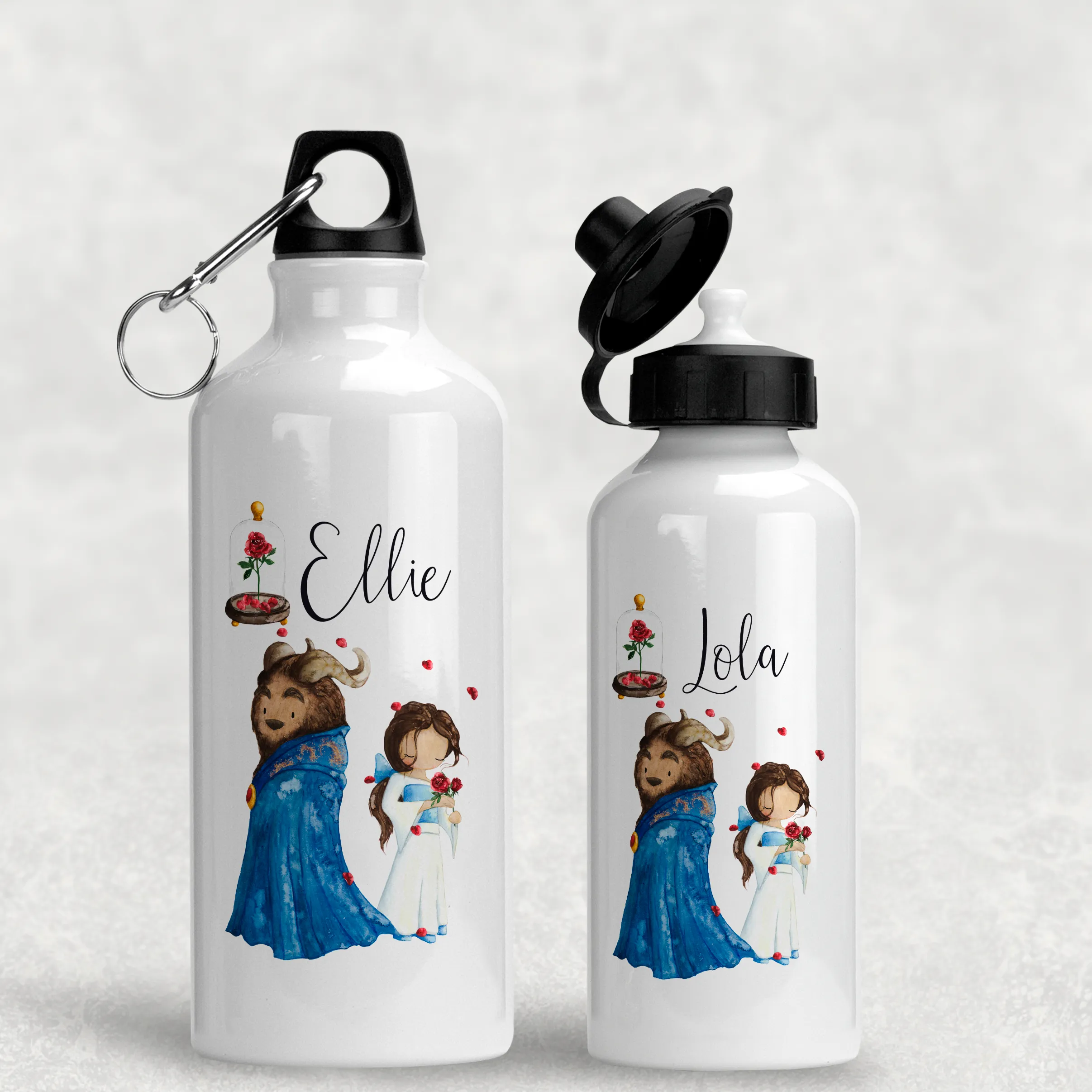 Beauty & The Beast Personalised Aluminium Water Bottle 400/600ml