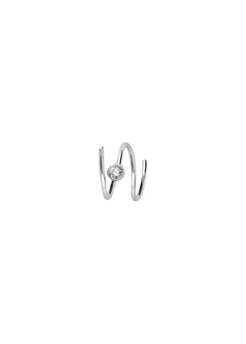 Big Dot Curl Earring Left Silv - Silver