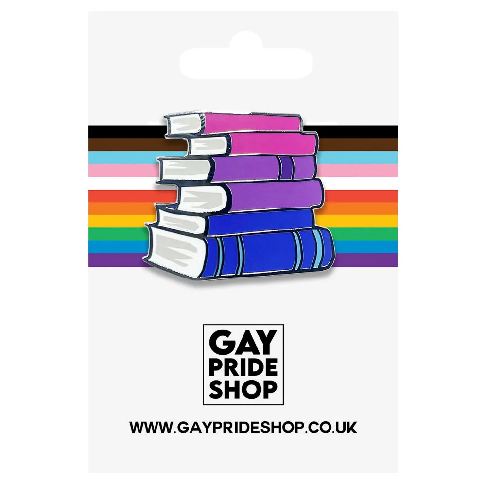 Bisexual Pride Stack Of Books Metal Lapel Pin Badge