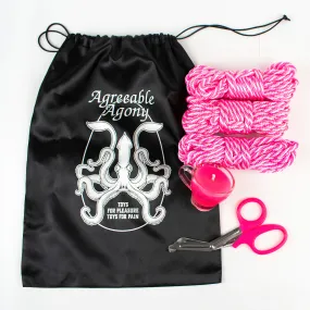 Bondage and Wax Beginner Kit - Rope & Candle with Storage Bag and Safety Shears