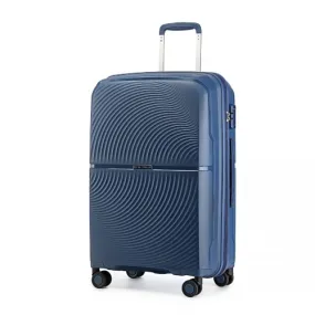 British Traveller 20 Inch Spinner Hard Shell PP Suitcase With TSA Lock - Navy | Lightweight & Durable Travel Luggage