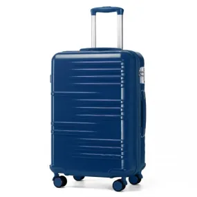 British Traveller 24 Inch Durable Navy Hard Shell Suitcase with TSA Lock