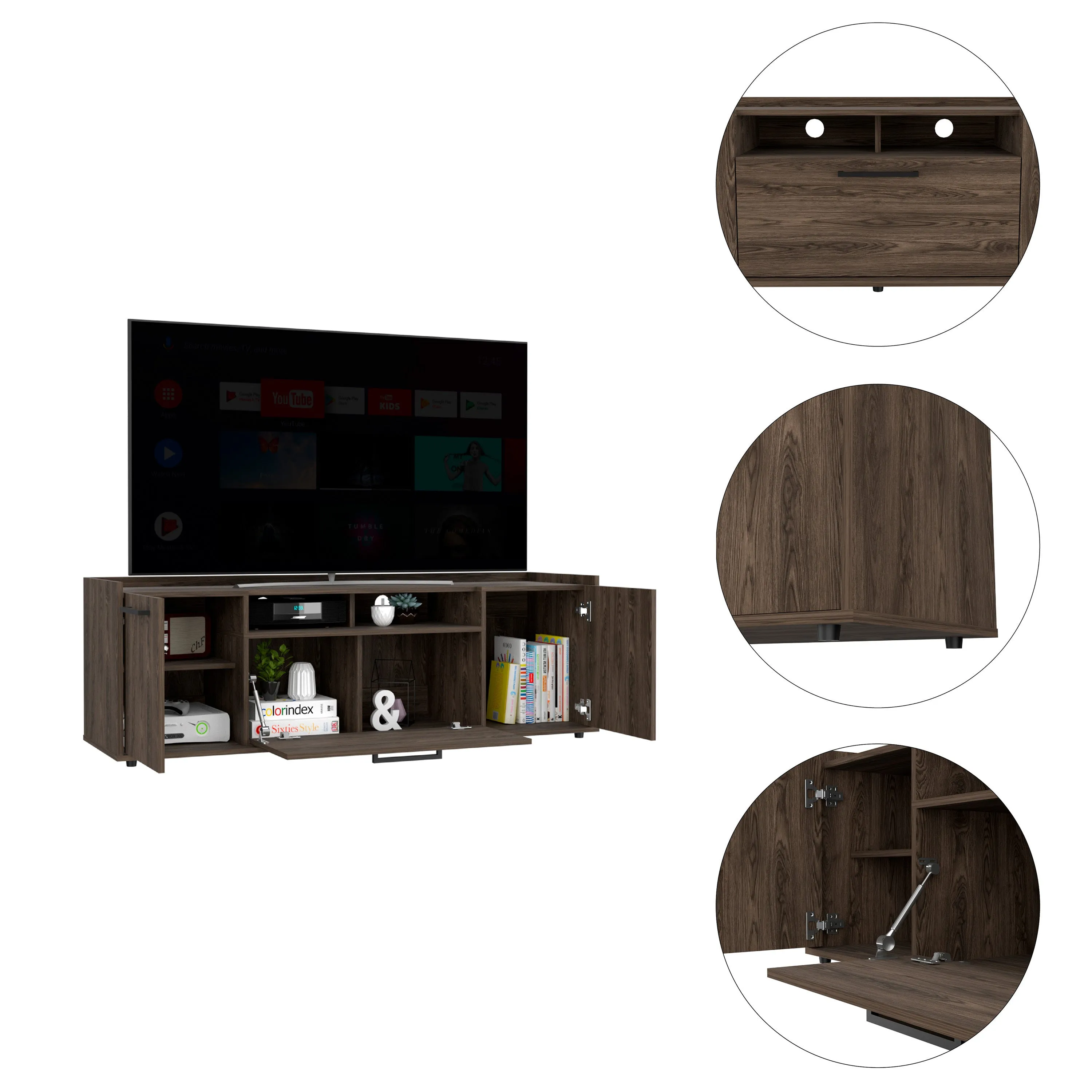 Brock Rectangle 2-Door TV Stand Dark Walnut