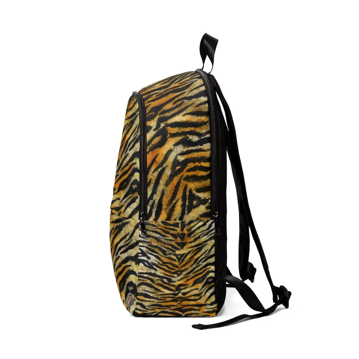 Brown Tiger Stripe Backpack, Animal Skin Unisex Large Size Waterproof Bag Luggage