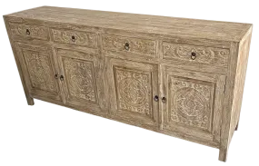 Buffet Cabinet Carved 4 Doors & 4 Drawers Teak Wood