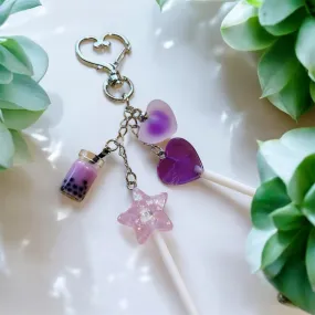 Candy lollipop bag charm | key chain | golden chain with heart bucket | y2k chain | bag lover gift