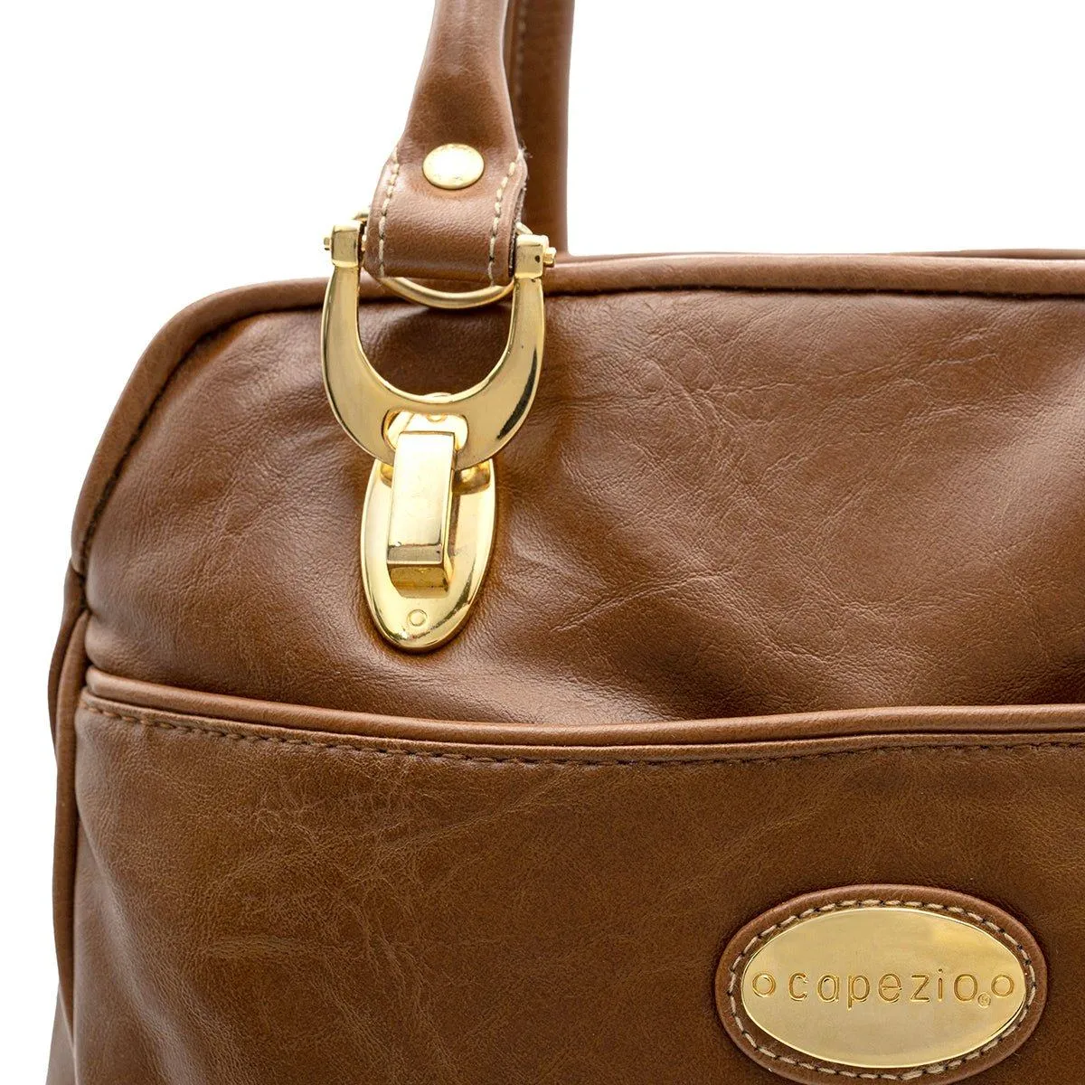 Capezio Zip Satchel Bags Leather Brown Colour For Women