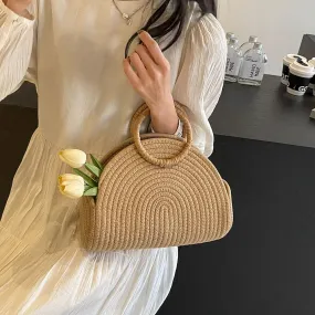 Ceren Woven Half Moon Bag