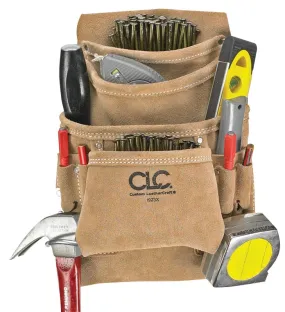 CLC Tool Works Series I923X Nail and Tool Bag, 10-Pocket, Suede Leather, Tan, 20-1/2 in W, 12 in H :EA: QUANTITY: 1