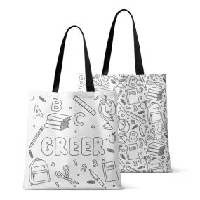 Colorable Personalized Tote Bags | School Days