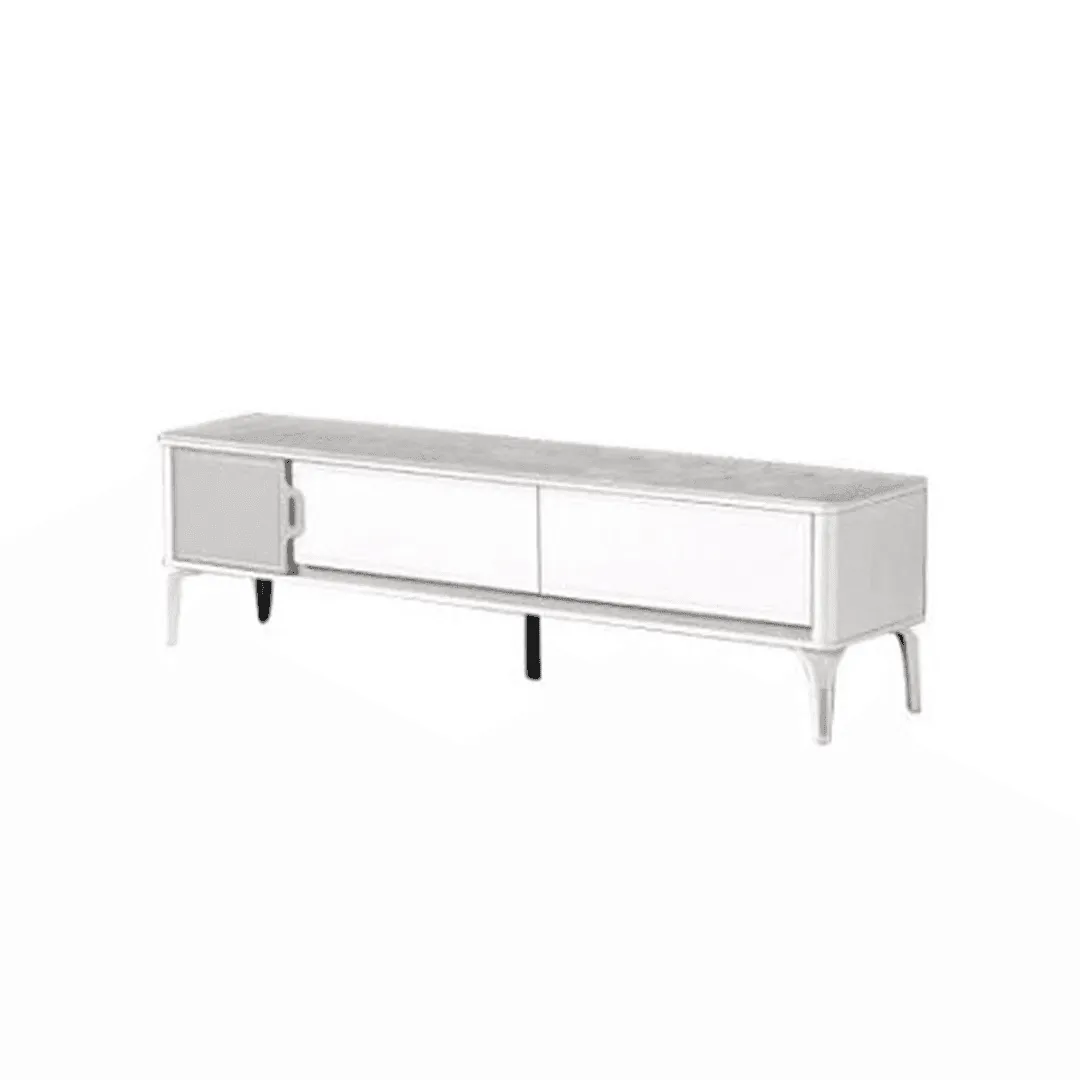 Cosette White TV Console with Sintered Stone Top (140cm)