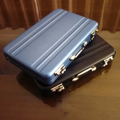 Creative password safe shape aluminum business card holder mini suitcase