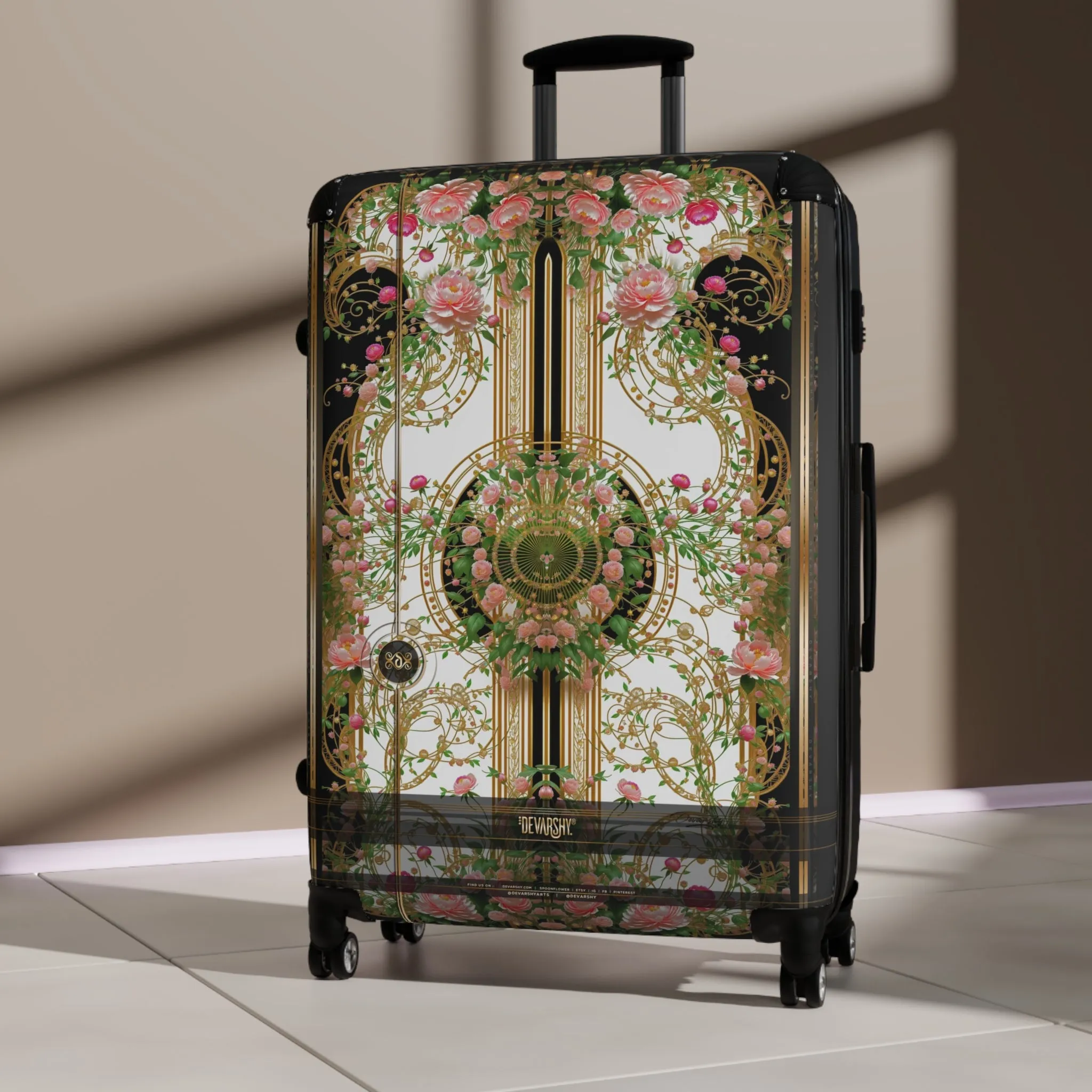 Decorative Florals Suitcase Baroque Travel Luggage Floral Print Carry-on Suitcase Luxury Hard Shell Suitcase on wheels | D20207B