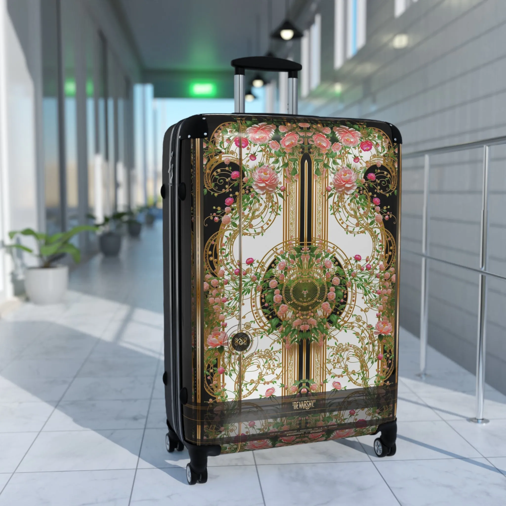 Decorative Florals Suitcase Baroque Travel Luggage Floral Print Carry-on Suitcase Luxury Hard Shell Suitcase on wheels | D20207B