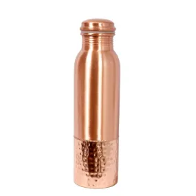 Dual Tone Copper Bottle 1 Ltr | Copper Purity Guarantee Certificate | Free Cotton Bag